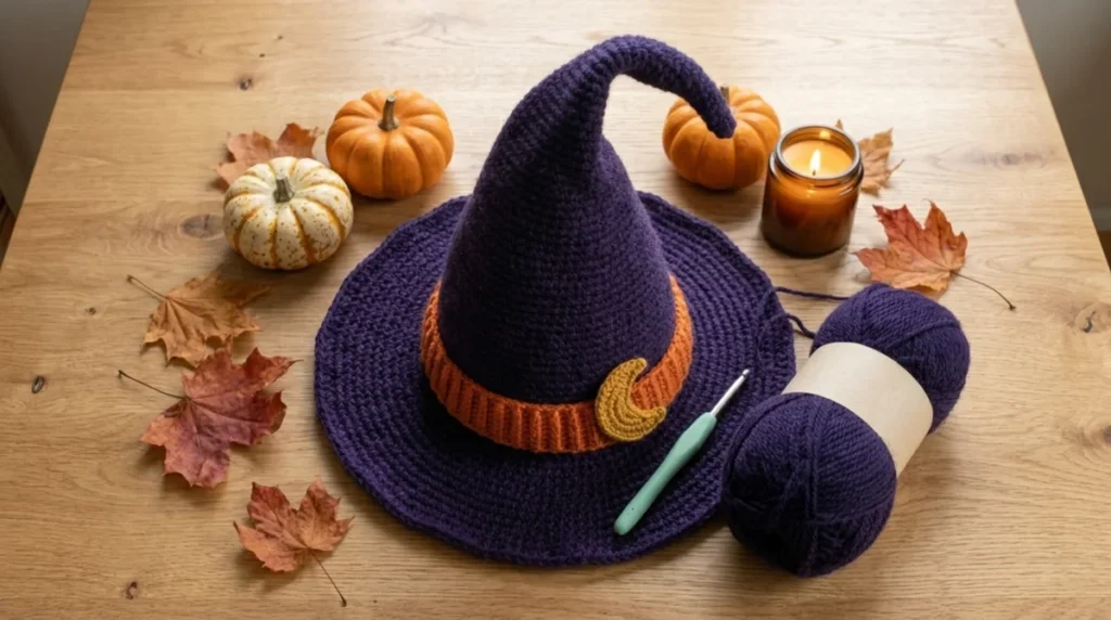 Easy Crochet Witch Hat Pattern: a Bendy Midnight Hat for Halloween