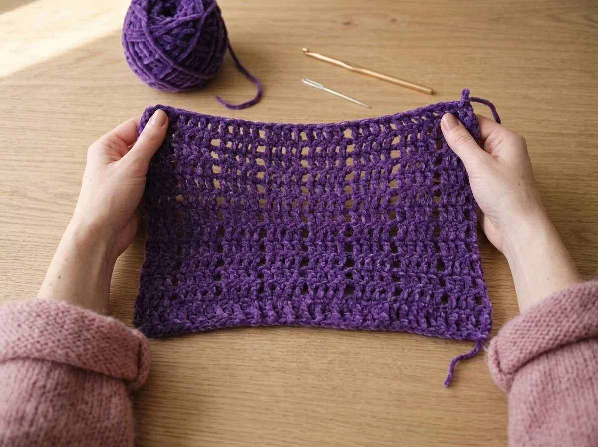 Easy Crochet Fashion Poncho: A Cozy Pattern for Beginners 4 Back panel of the crochet poncho in progress
