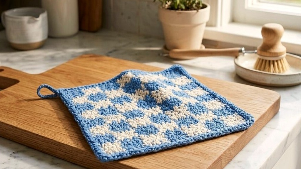 Cottage Checkered Basketweave Kitchen Cloth & Hot Pad Pattern
