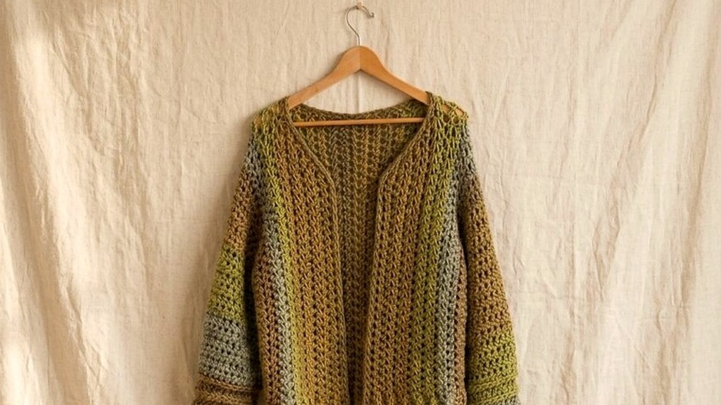 Modern Boxy V-Neck Crochet Cardigan (Bottom-Up Ribbed Jacket)