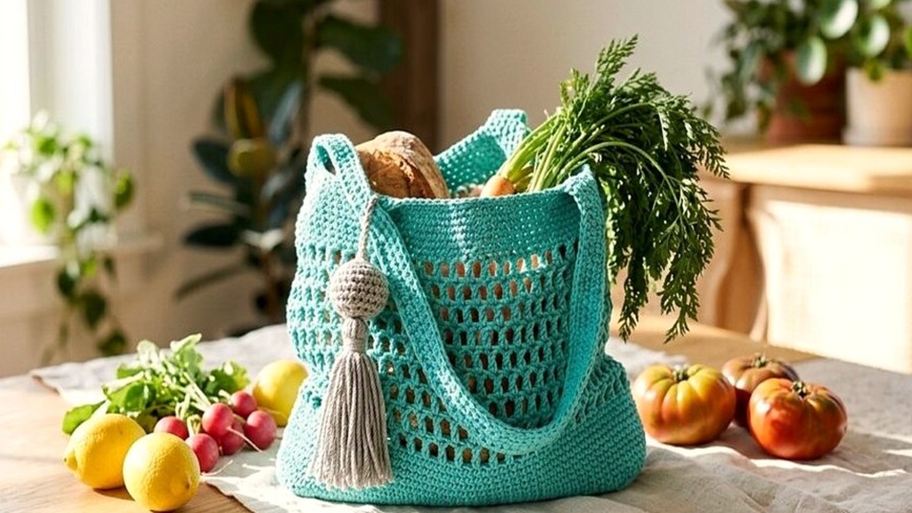 The French Farmers Market Cotton Mesh Tote Bag (Stretch-Resistant Straps)