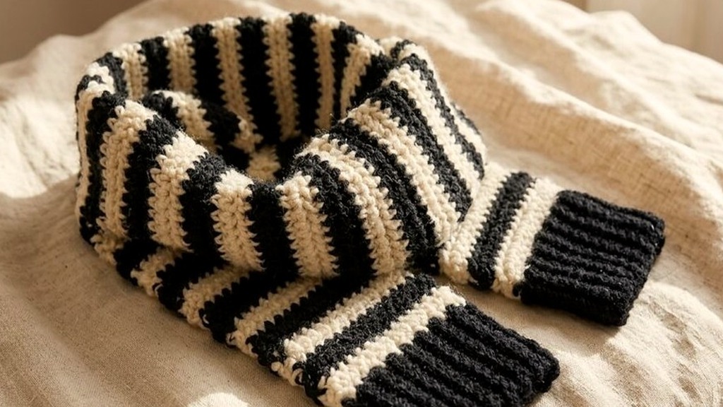 Squishy Striped Fireside Wrap & Pocket Scarf (Extended Single Crochet)